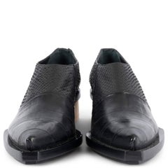 PROENZA SCHOULER black leather & PYTHON LOW WESTERN Ankle Boots Shoes 36