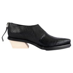 PROENZA SCHOULER cuir noir & PYTHON LOW WESTERN Bottines Chaussures 36