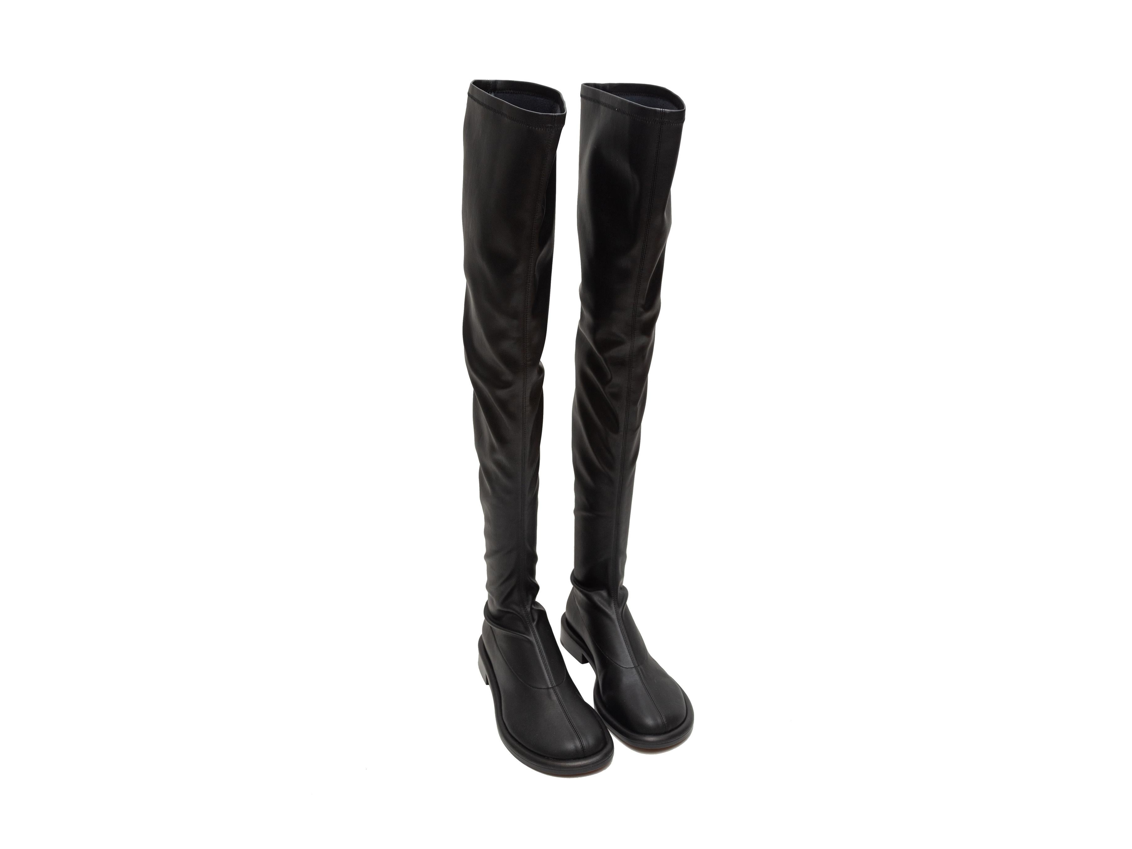 designer thigh high flat boots