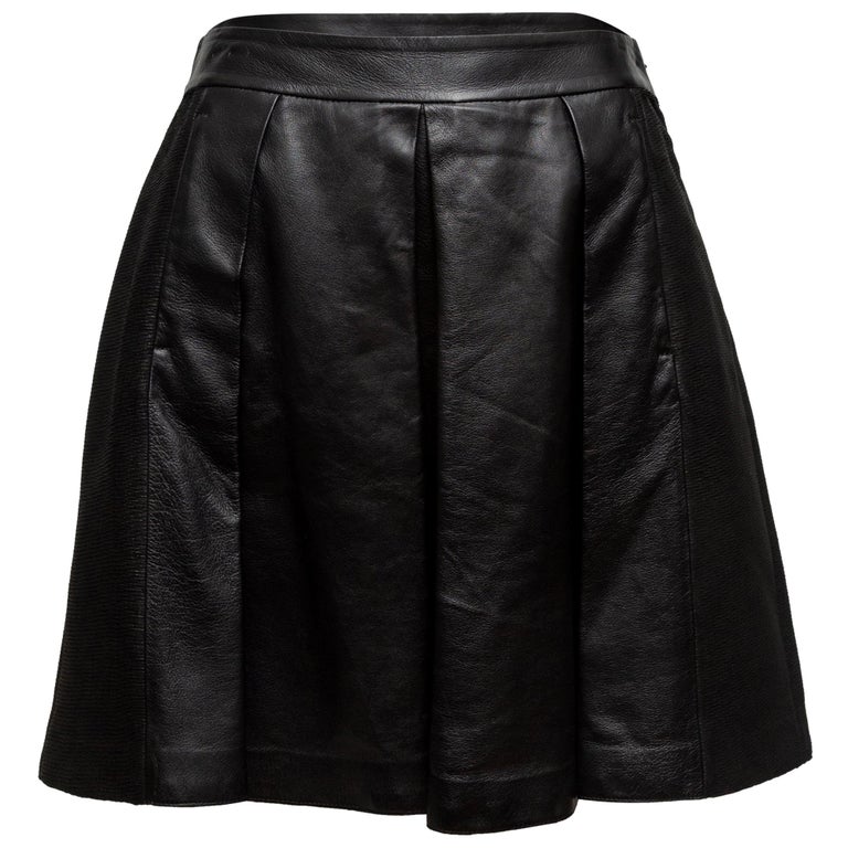 Proenza Schouler Black Pleated Leather Skirt at 1stDibs