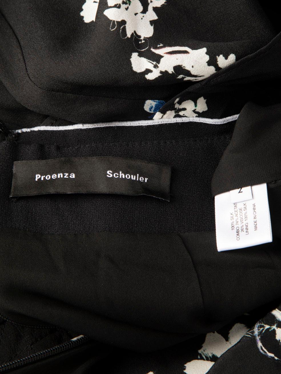 Jupe imprimée florale en soie noire Proenza Schouler, Taille XS Pour femmes en vente
