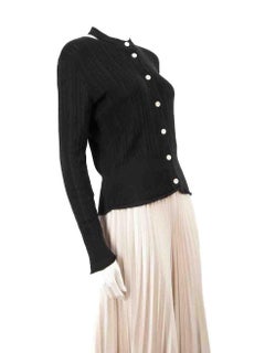Proenza Schouler Black Silk Ribbed Knit Cardigan Size S