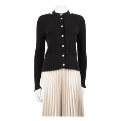 Proenza Schouler Black Silk Ribbed Knit Cardigan Size S