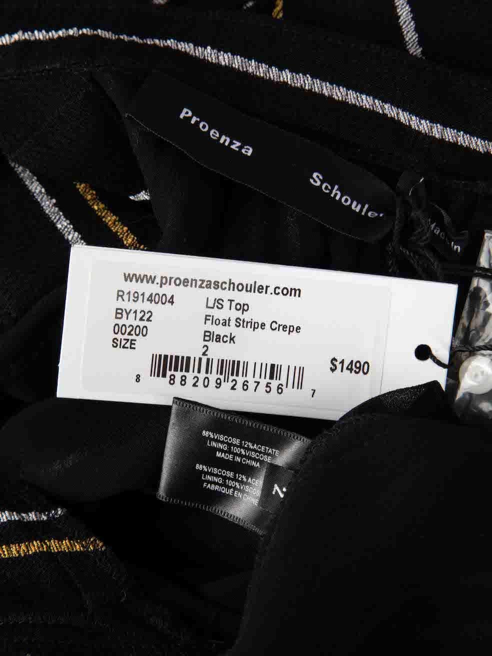 Women's Proenza Schouler Black Striped Tunic Blouse Size XS For Sale