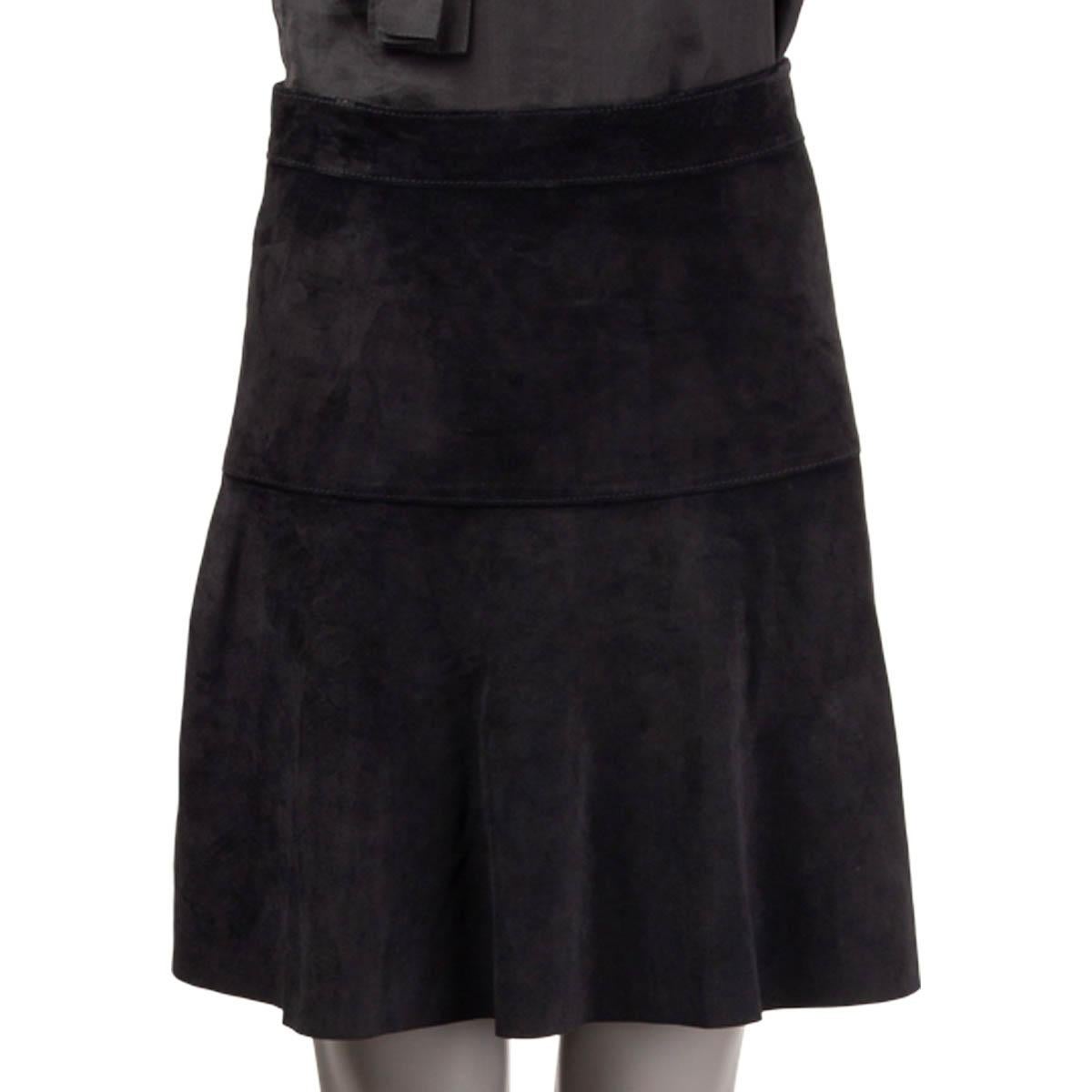 Black PROENZA SCHOULER black suede Short A-Line Skirt 4 S For Sale