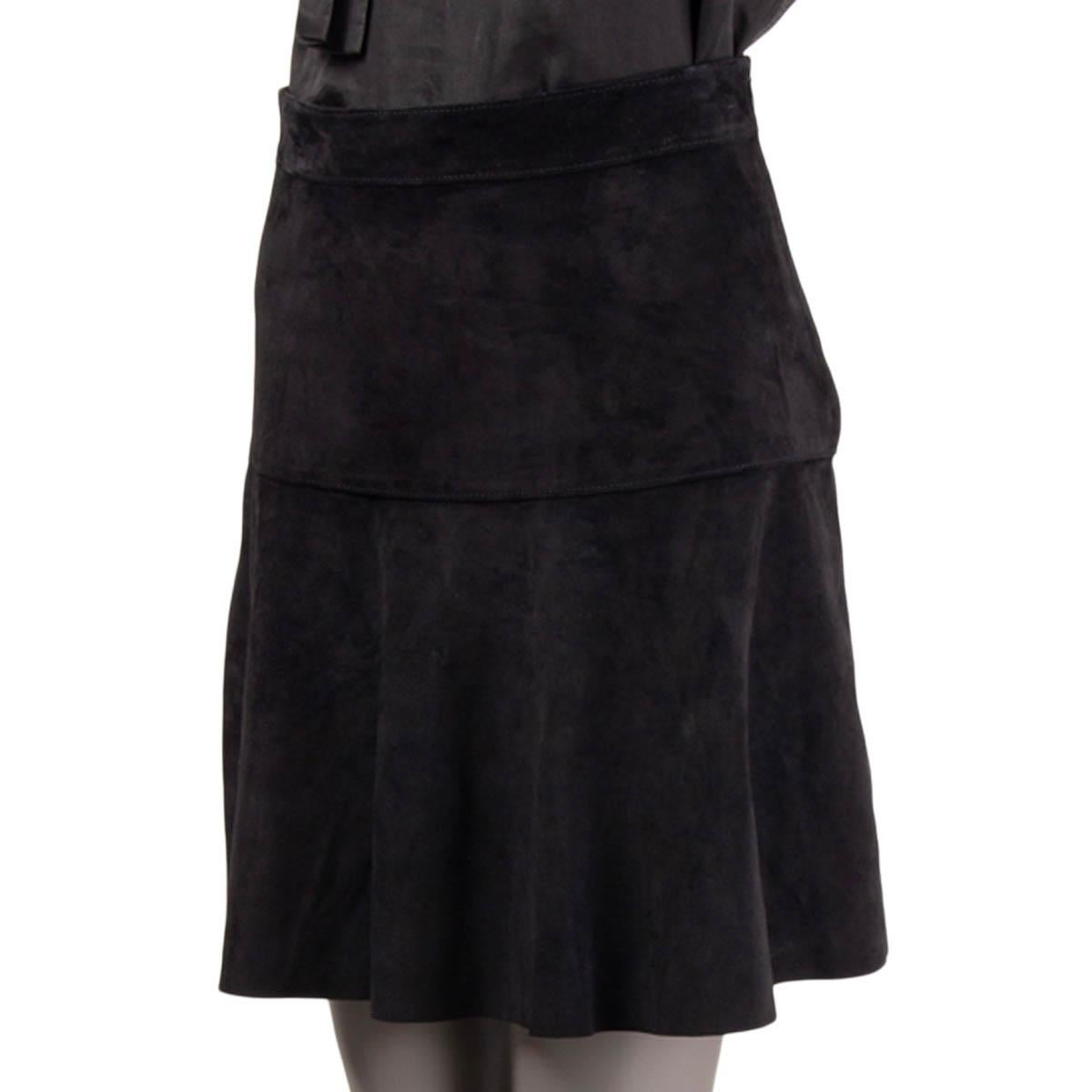 Women's PROENZA SCHOULER black suede Short A-Line Skirt 4 S For Sale