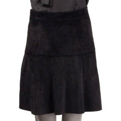 PROENZA SCHOULER Jupe courte trapèze en daim noir, Taille 4 S