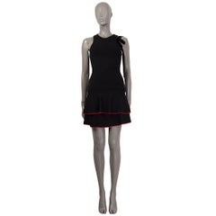 PROENZA SCHOULER black viscose TIERED RED TRIM FLARED Dress S
