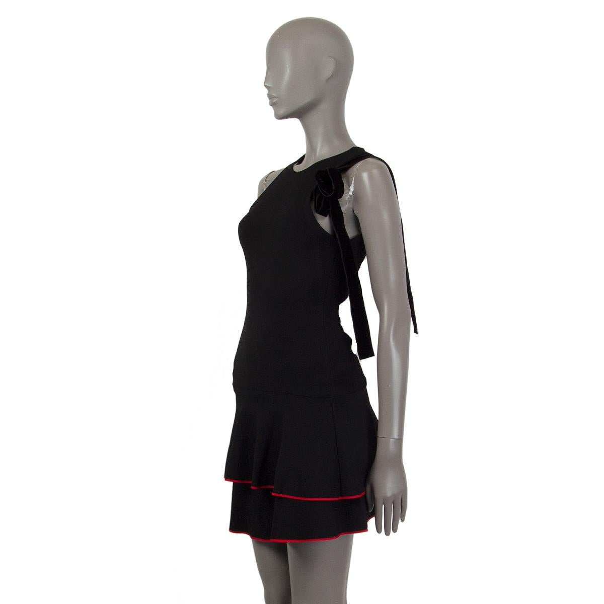 Women's PROENZA SCHOULER black viscose TIERED RED TRIM FLARED Dress S For Sale