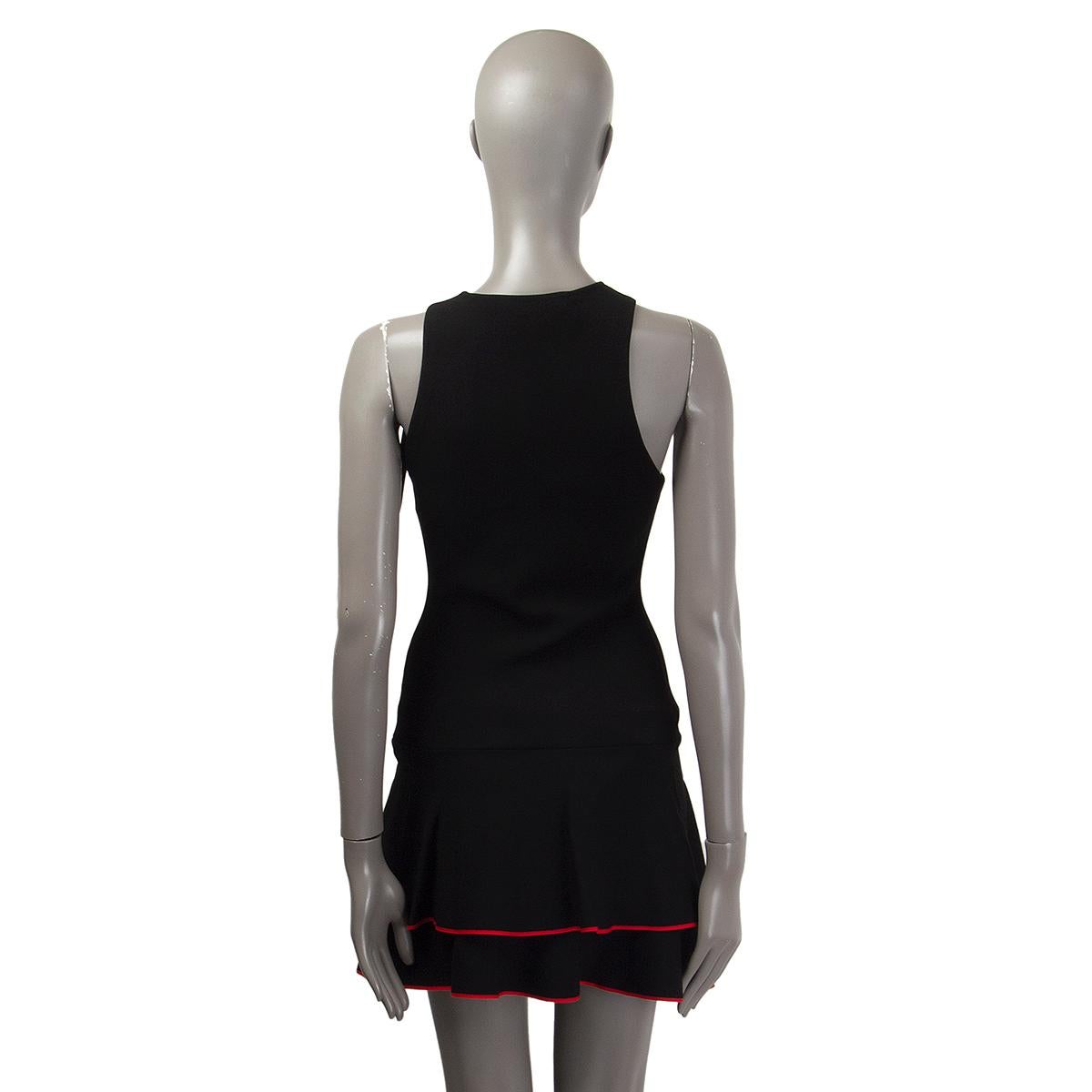 PROENZA SCHOULER black viscose TIERED RED TRIM FLARED Dress S For Sale 1