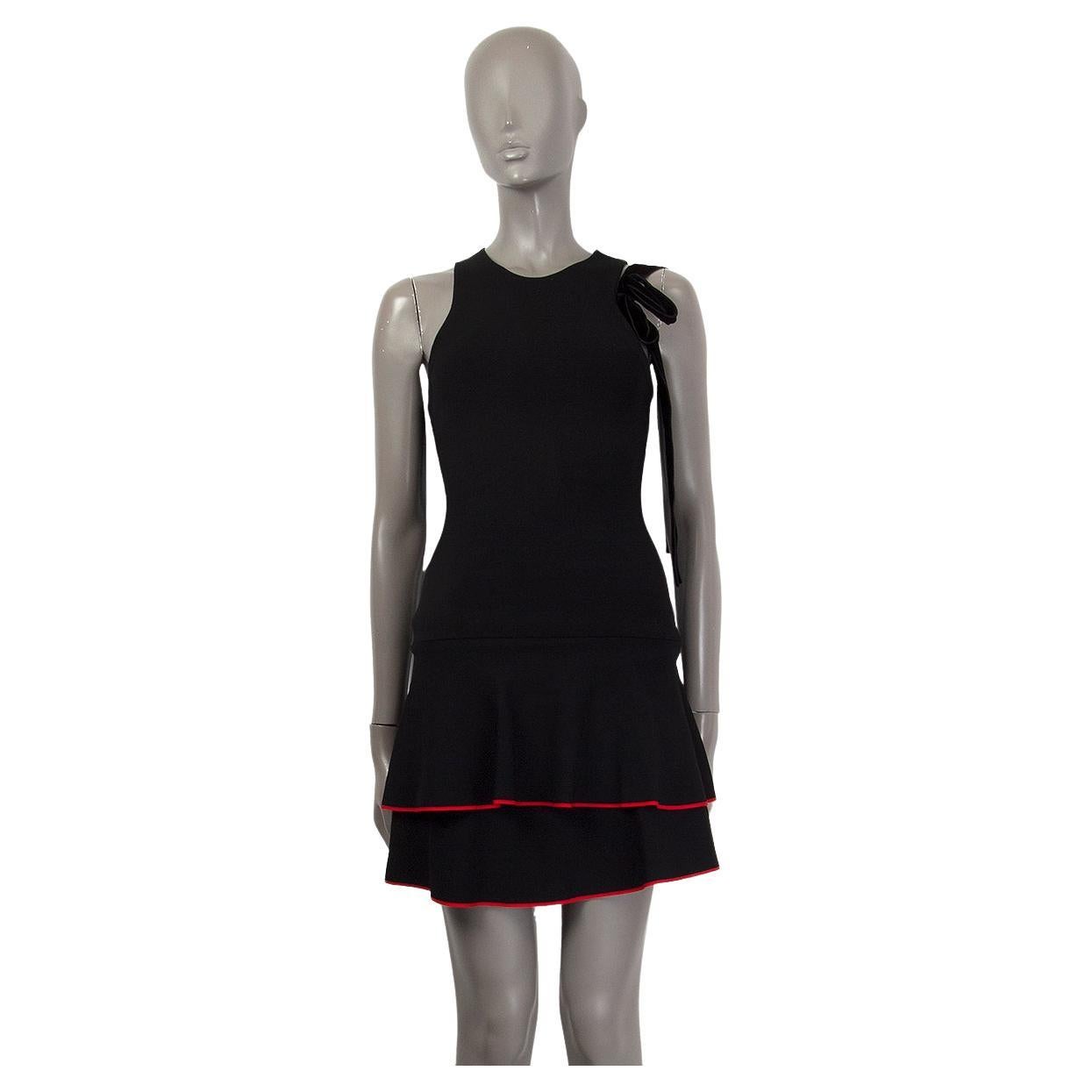 PROENZA SCHOULER black viscose TIERED RED TRIM FLARED Dress S For Sale