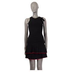 PROENZA SCHOULER Schwarzes Kleid aus Viskose mitTIERED RED TRIM FLARED S