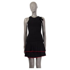 PROENZA SCHOULER - Robe en viscose noire à franges rouge à carreaux S