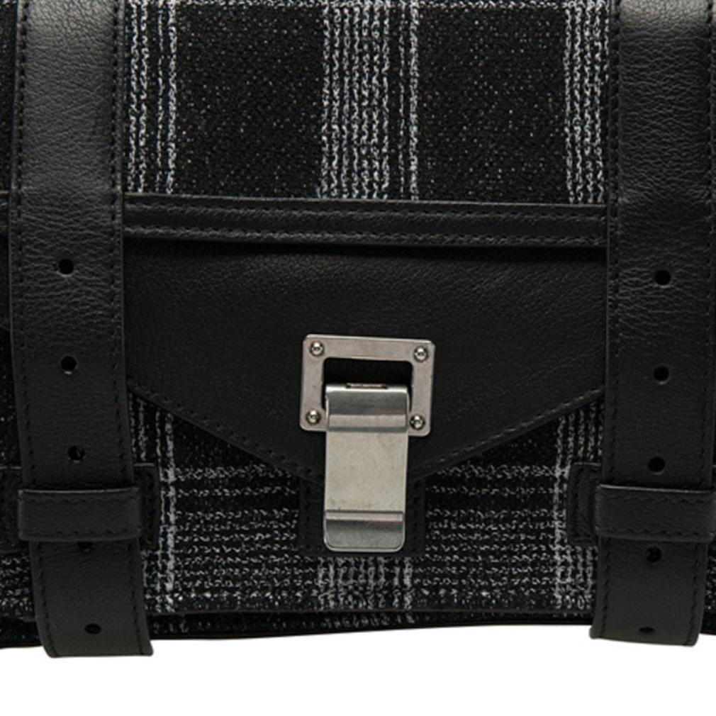 Proenza Schouler Black/White Monochrome Plaid and Leather Tiny PS1 Crossbody Bag 4