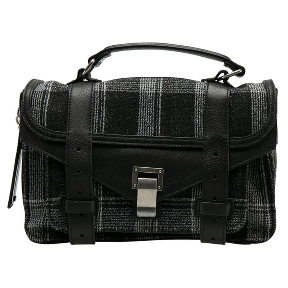 Proenza Schouler Black/White Monochrome Plaid and Leather Tiny PS1 Crossbody Bag 5