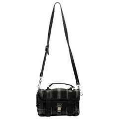 Proenza Schouler Black/White Monochrome Plaid and Leather Tiny PS1 Crossbody Bag