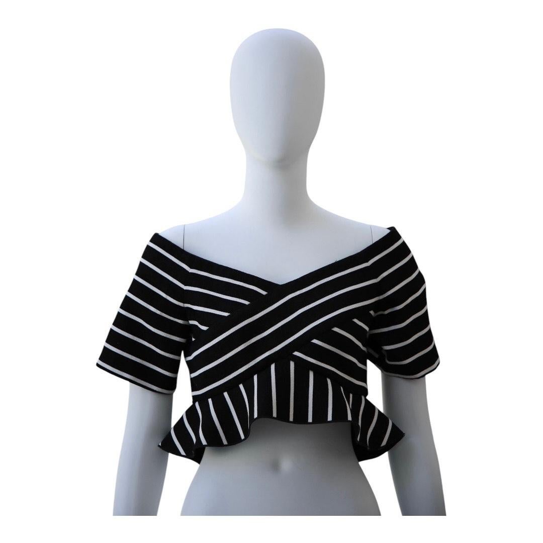 Women's Proenza Schouler Black & White Off-Shoulder Knit Top For Sale