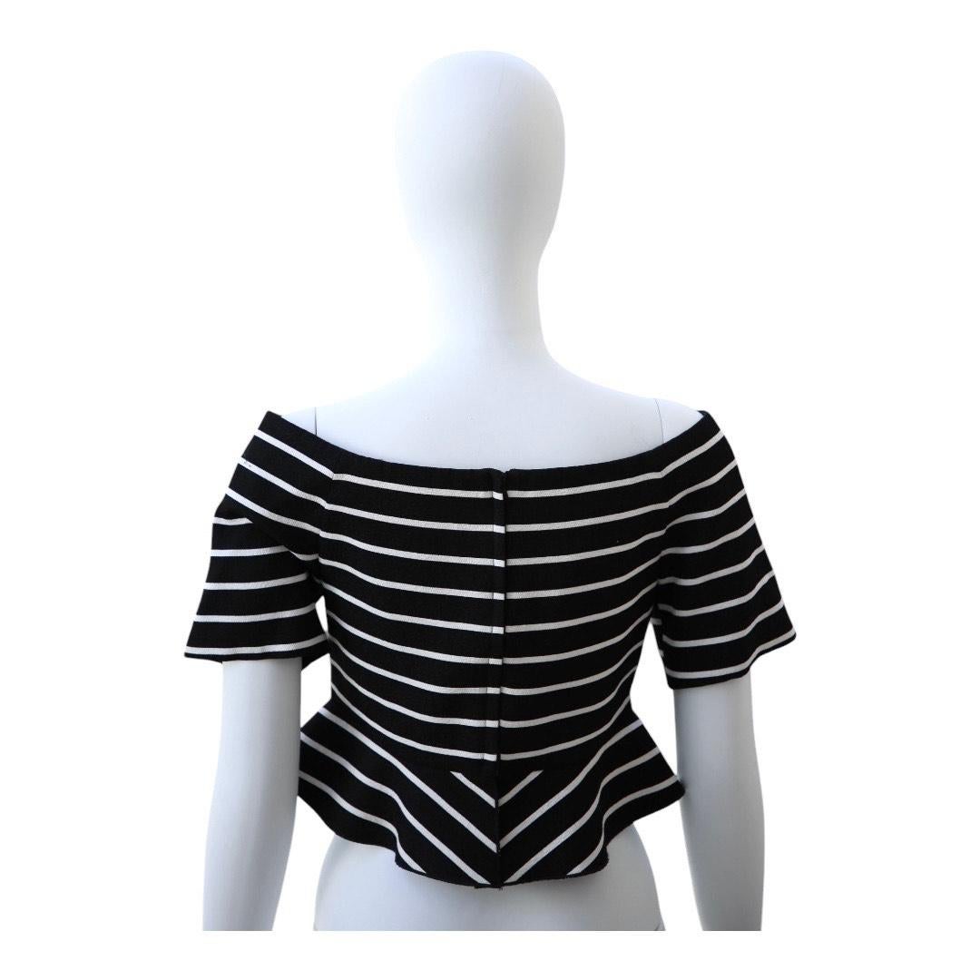 Proenza Schouler Black & White Off-Shoulder Knit Top For Sale 1