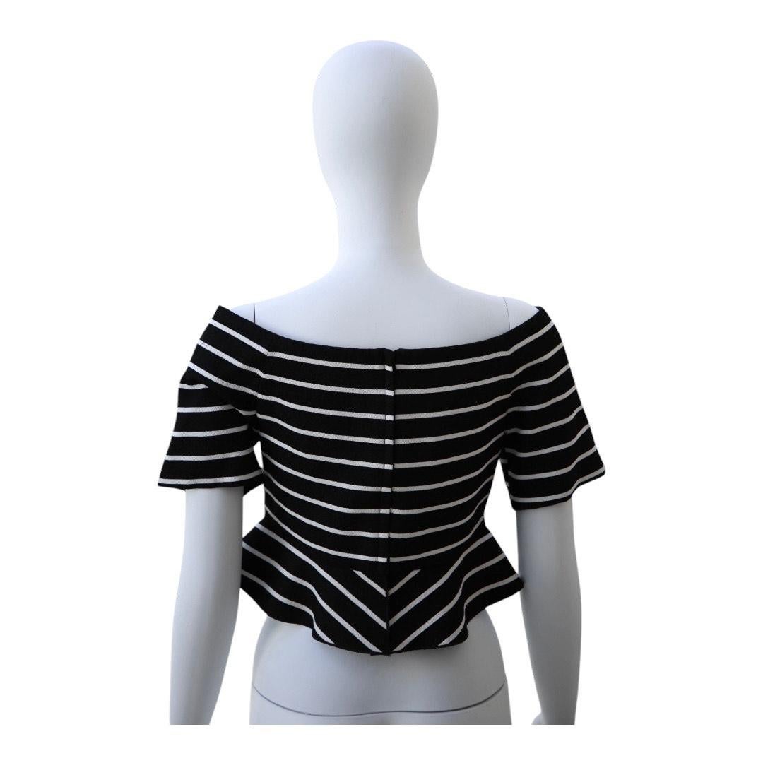 Proenza Schouler Black & White Off-Shoulder Knit Top For Sale 2