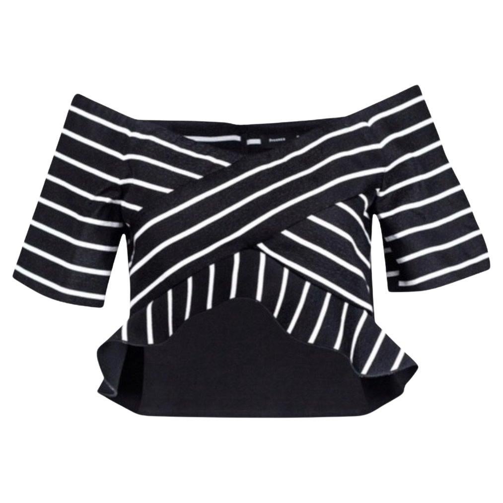 Proenza Schouler Black & White Off-Shoulder Knit Top For Sale