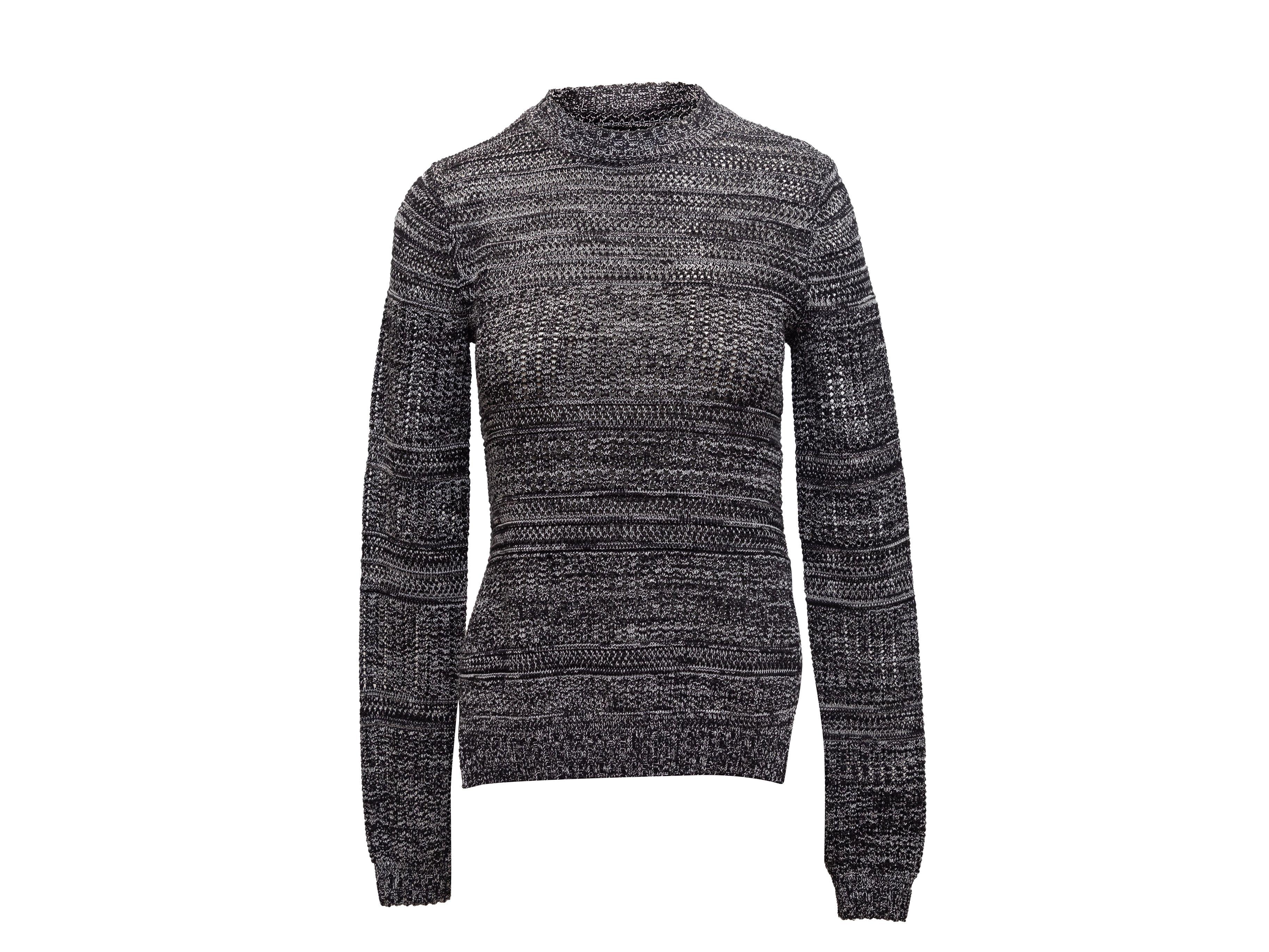 Proenza Schouler Black & White Silk-Blend Melange Sweater 1