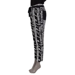 PROENZA SCHOULER black & white WOODBLOCK JACQUARD TAPERED Pants 4 XS