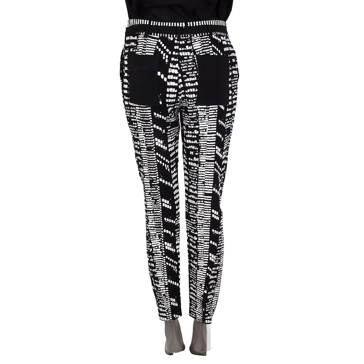 Black PROENZA SCHOULER black & white WOODBLOCK JACQUARD TAPERED Pants 4 XS For Sale