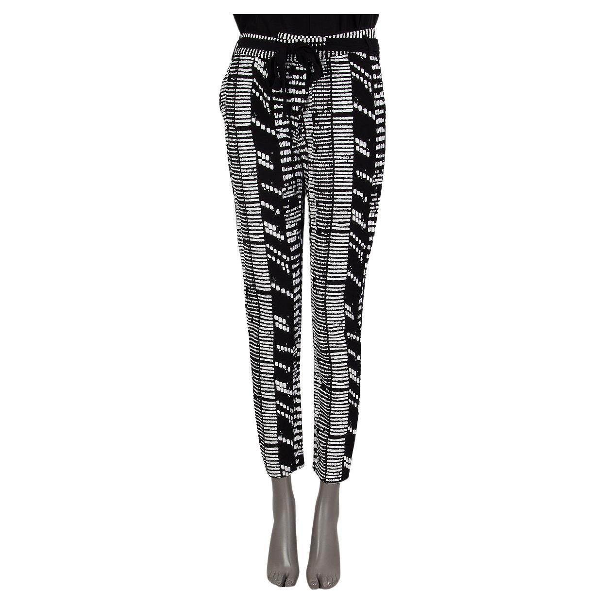 PROENZA SCHOULER black & white WOODBLOCK JACQUARD TAPERED Pants 4 XS