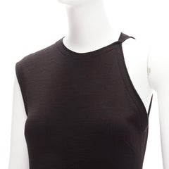 PROENZA SCHOULER black wool blend asymmetric bias cut knitted dress US2 S