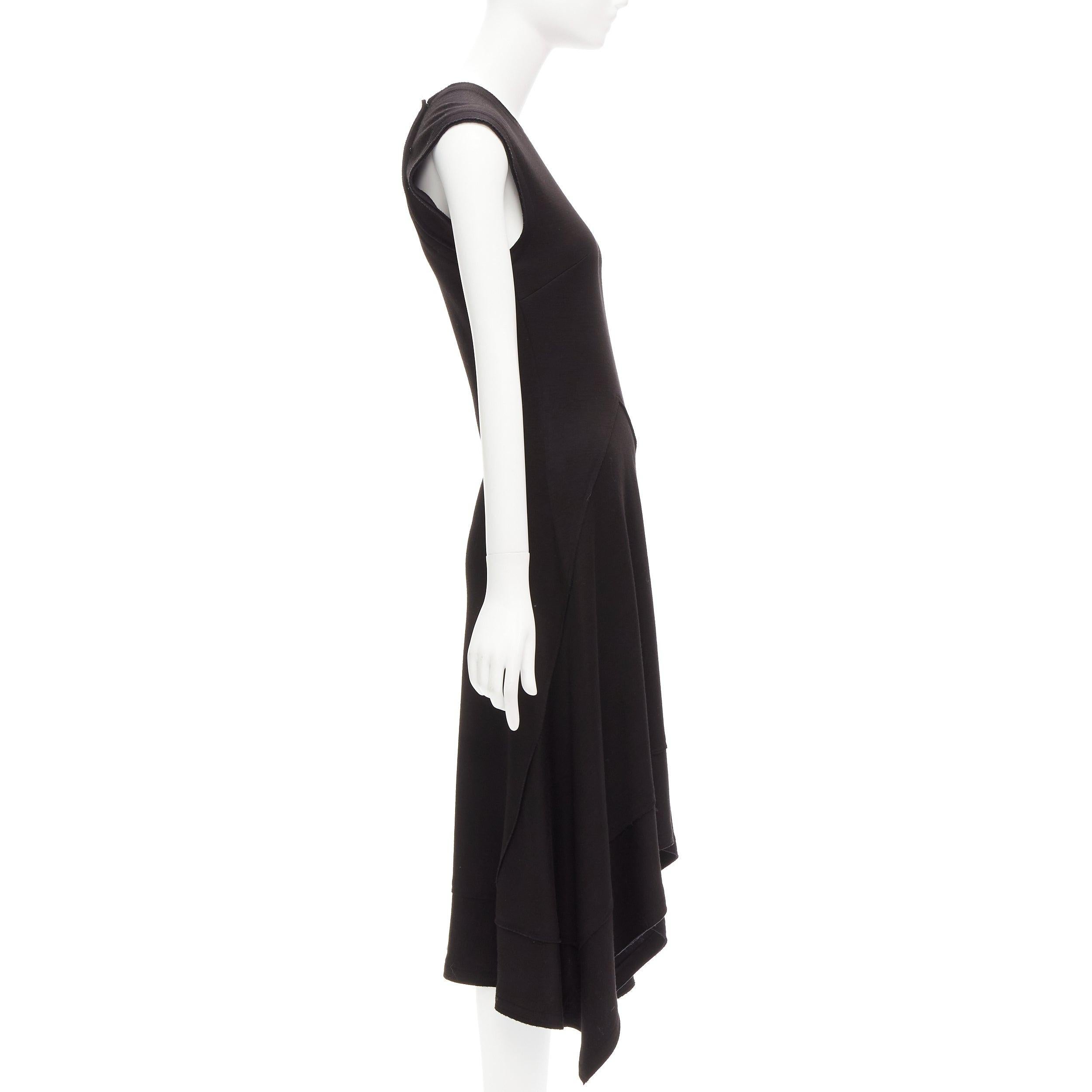 PROENZA SCHOULER black wool blend asymmetric bias cut knitted dress US2 S In Excellent Condition For Sale In Hong Kong, NT