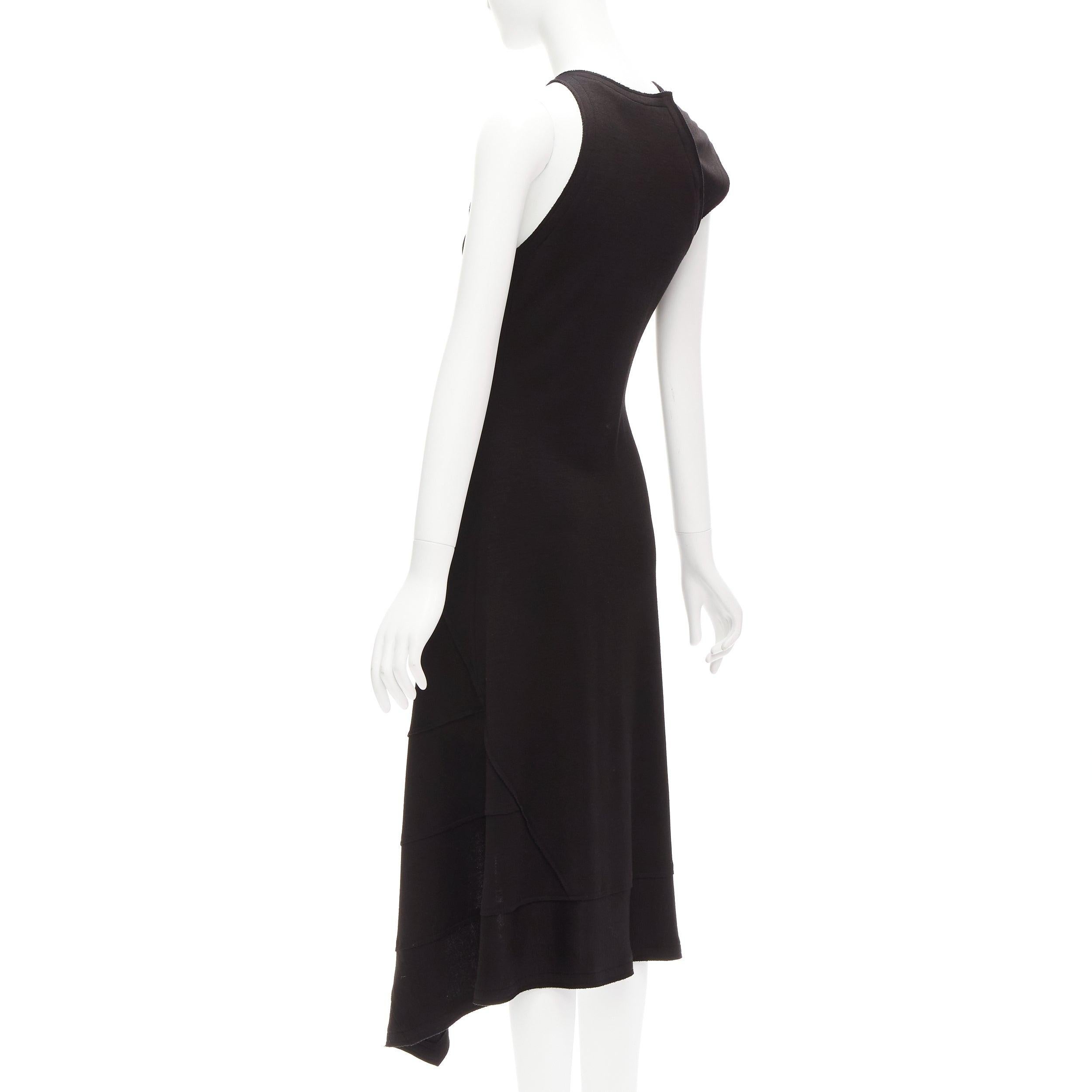 PROENZA SCHOULER black wool blend asymmetric bias cut knitted dress US2 S For Sale 1