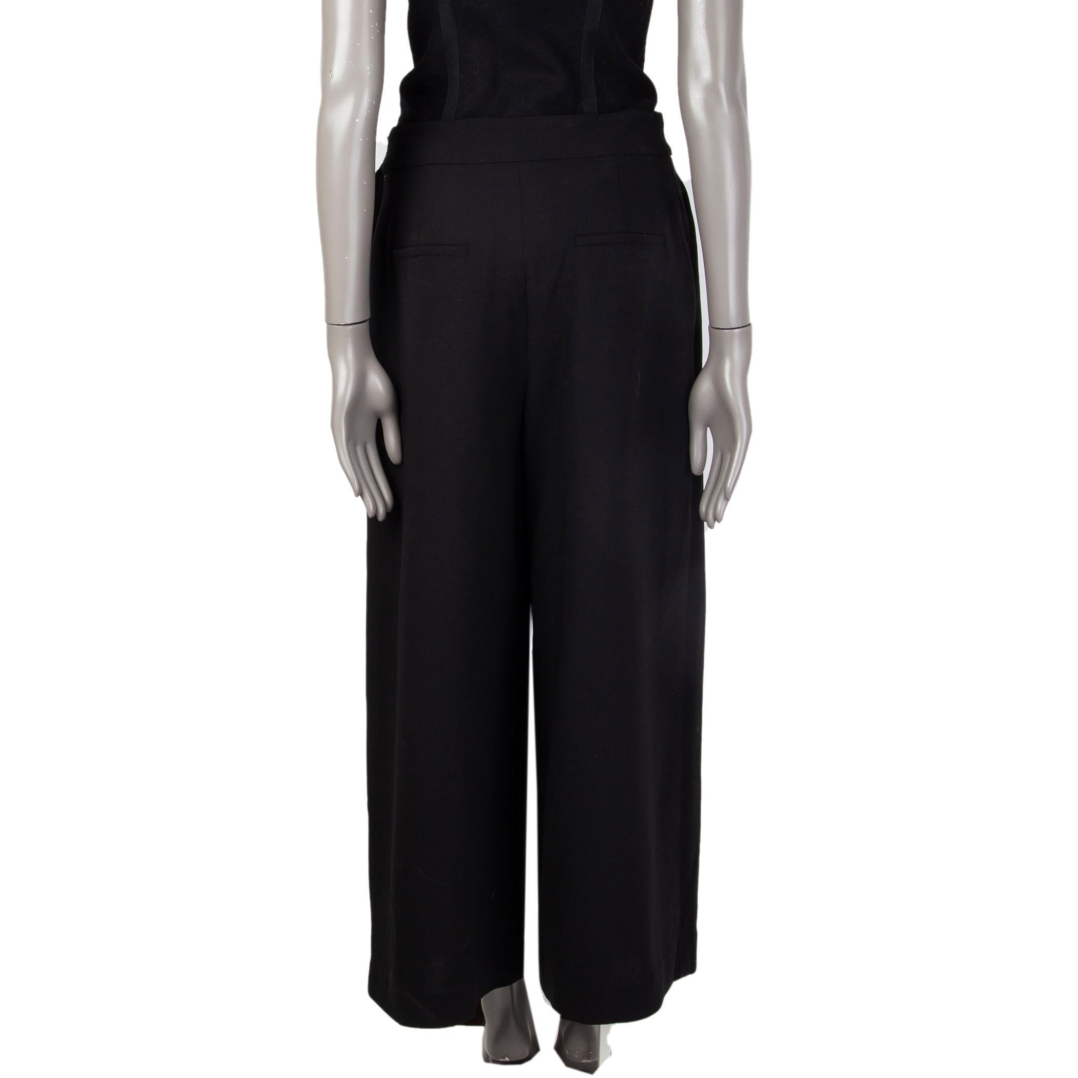 Black PROENZA SCHOULER black wool LOOP BUCKLE WIDE LEG Pants 8 M For Sale