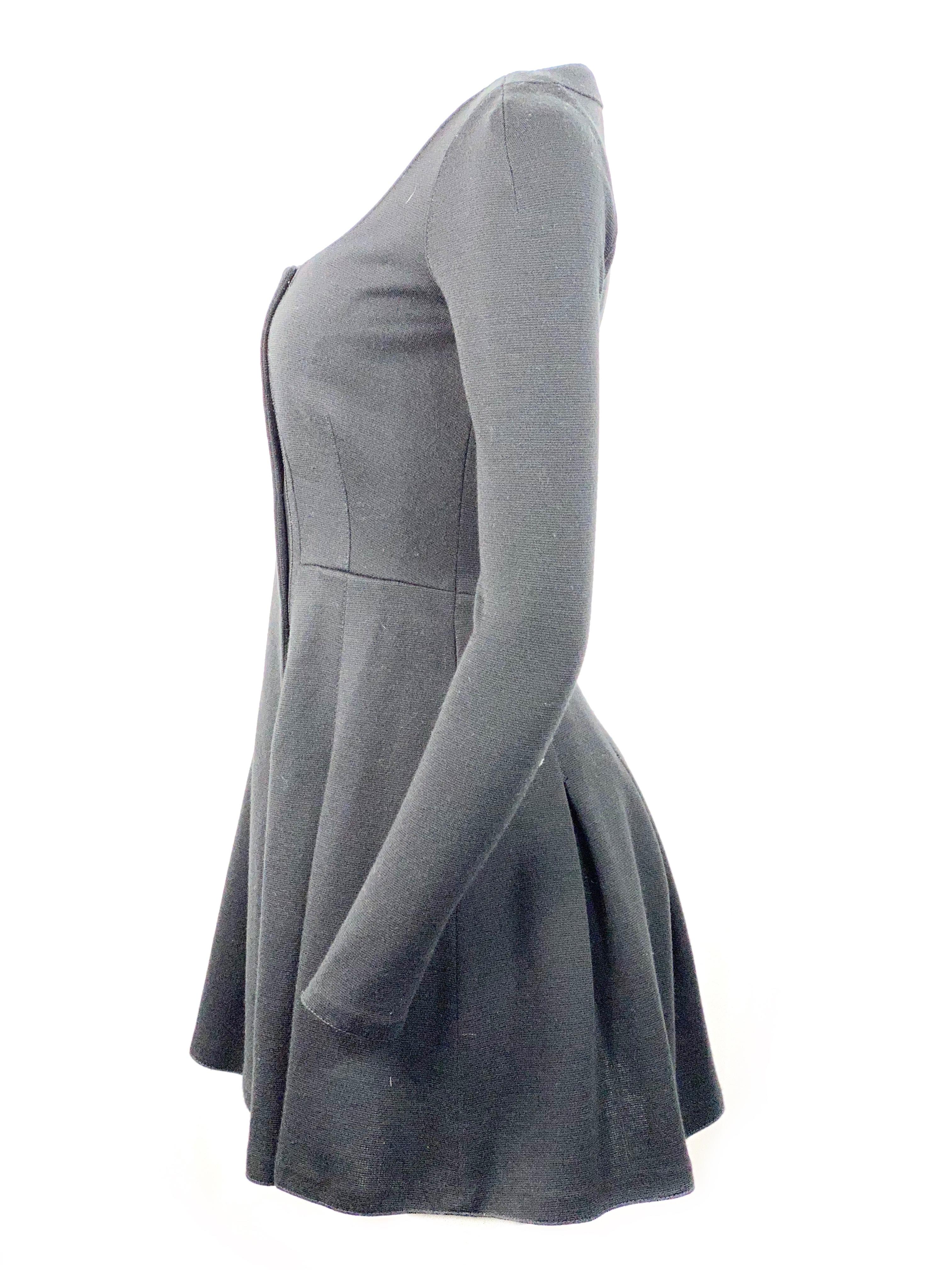 Women's Proenza Schouler Black Wool Mini Coat Dress w/ Buttons Size 4 For Sale