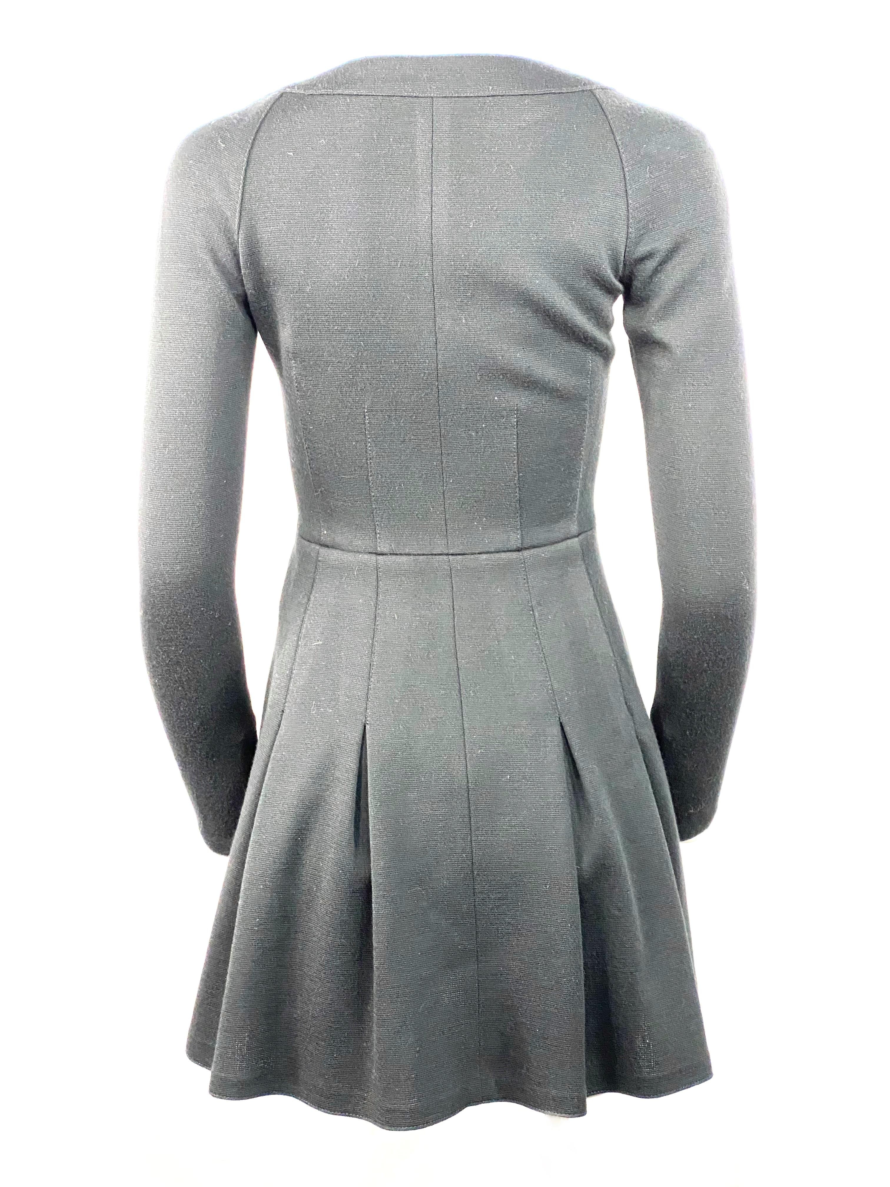 Proenza Schouler Black Wool Mini Coat Dress w/ Buttons Size 4 For Sale 1