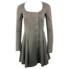Proenza Schouler Black Wool Mini Coat Dress w/ Buttons Size 4