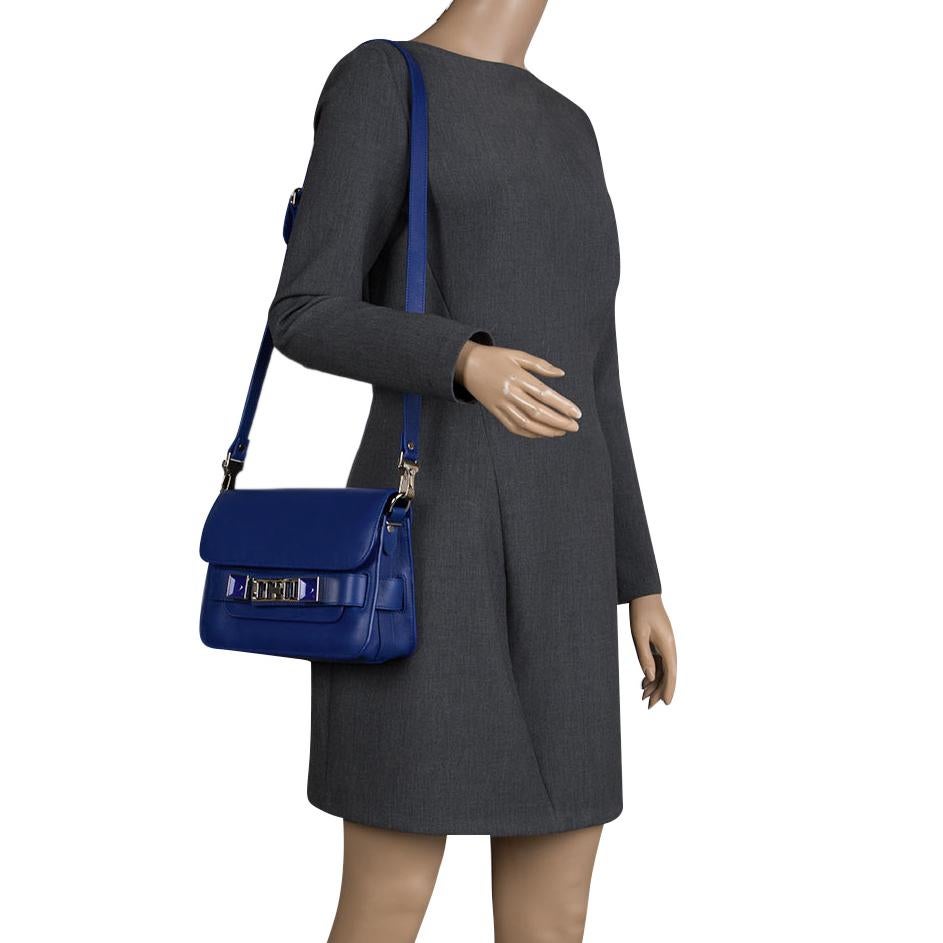 Proenza Schouler Blue Leather Mini Classic PS11 Shoulder Bag In Excellent Condition In Dubai, Al Qouz 2