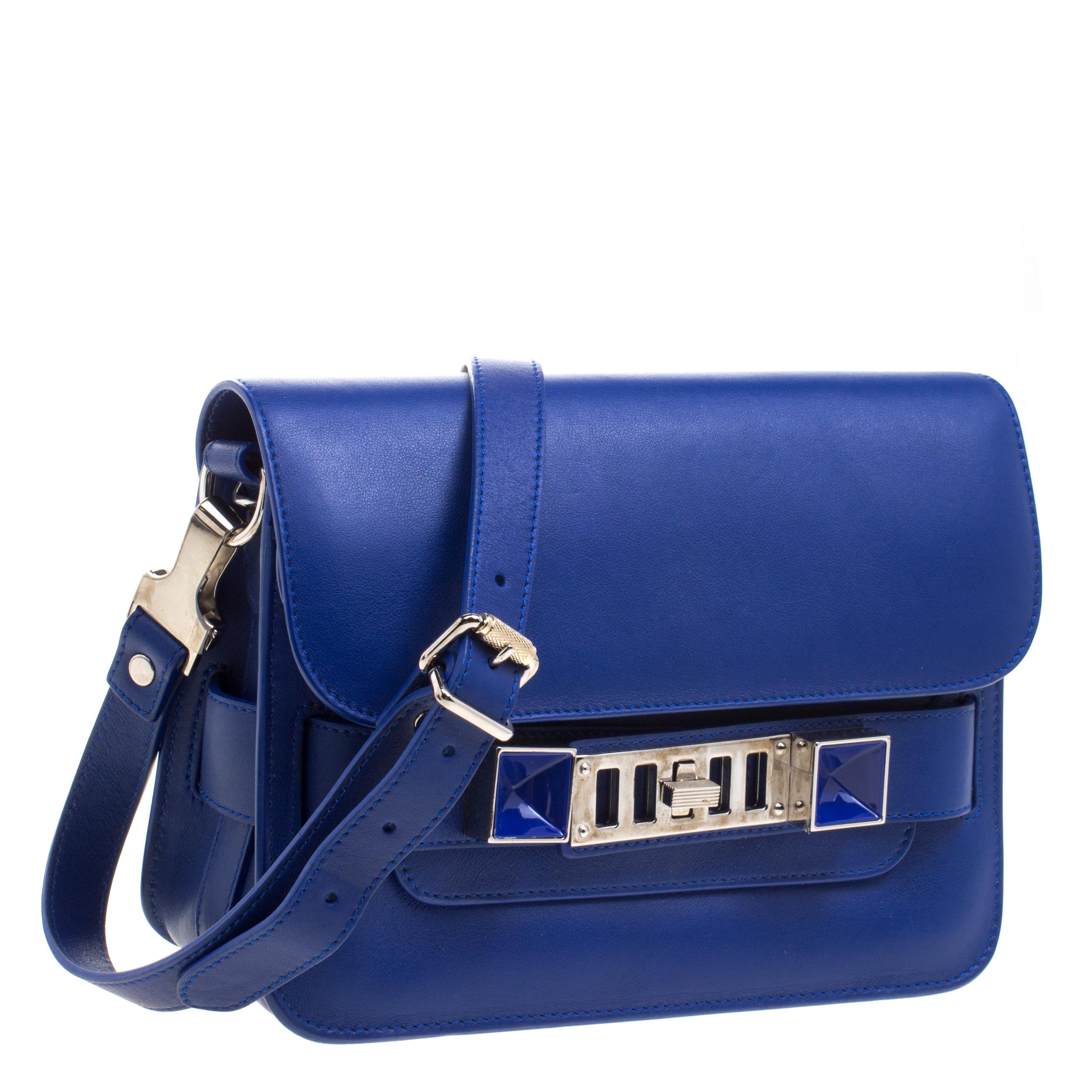 Mini Classic PS11 Umhängetasche aus blauem Leder von Proenza Schouler im Zustand „Hervorragend“ in Dubai, Al Qouz 2