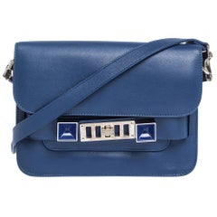 Used Proenza Schouler Blue Leather Mini Classic PS11 Shoulder Bag