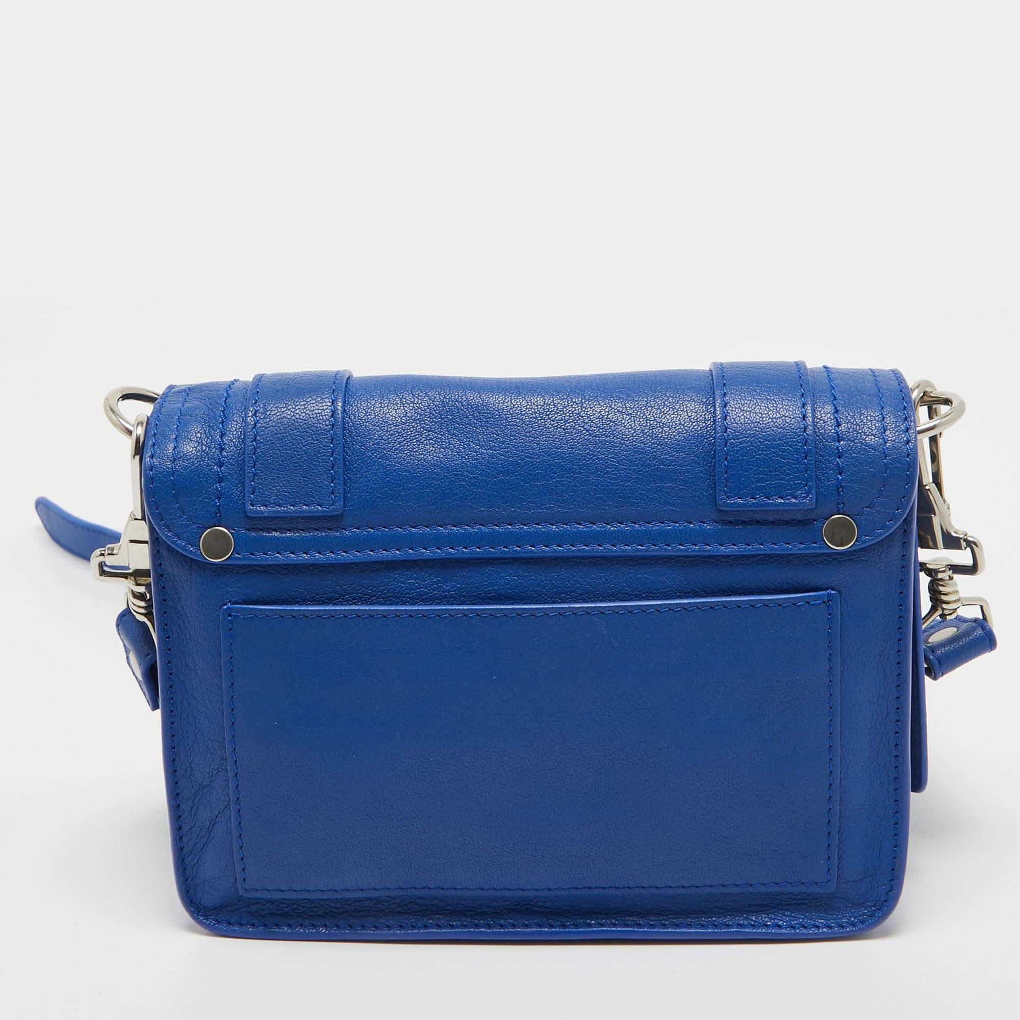 Proenza Schouler Blue Leather Mini PS1 Crossbody Bag For Sale 7