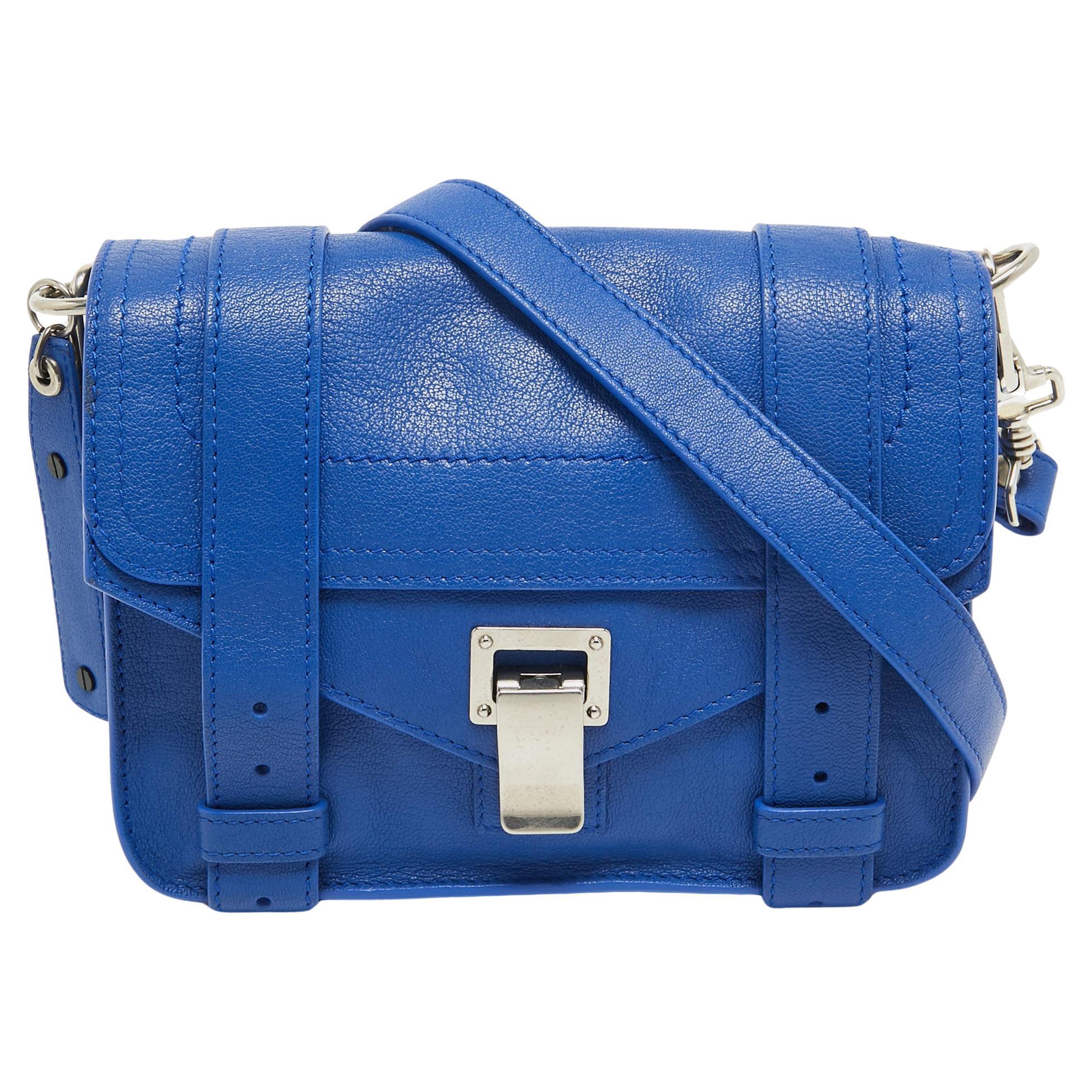 Proenza Schouler Blue Leather Mini PS1 Crossbody Bag For Sale