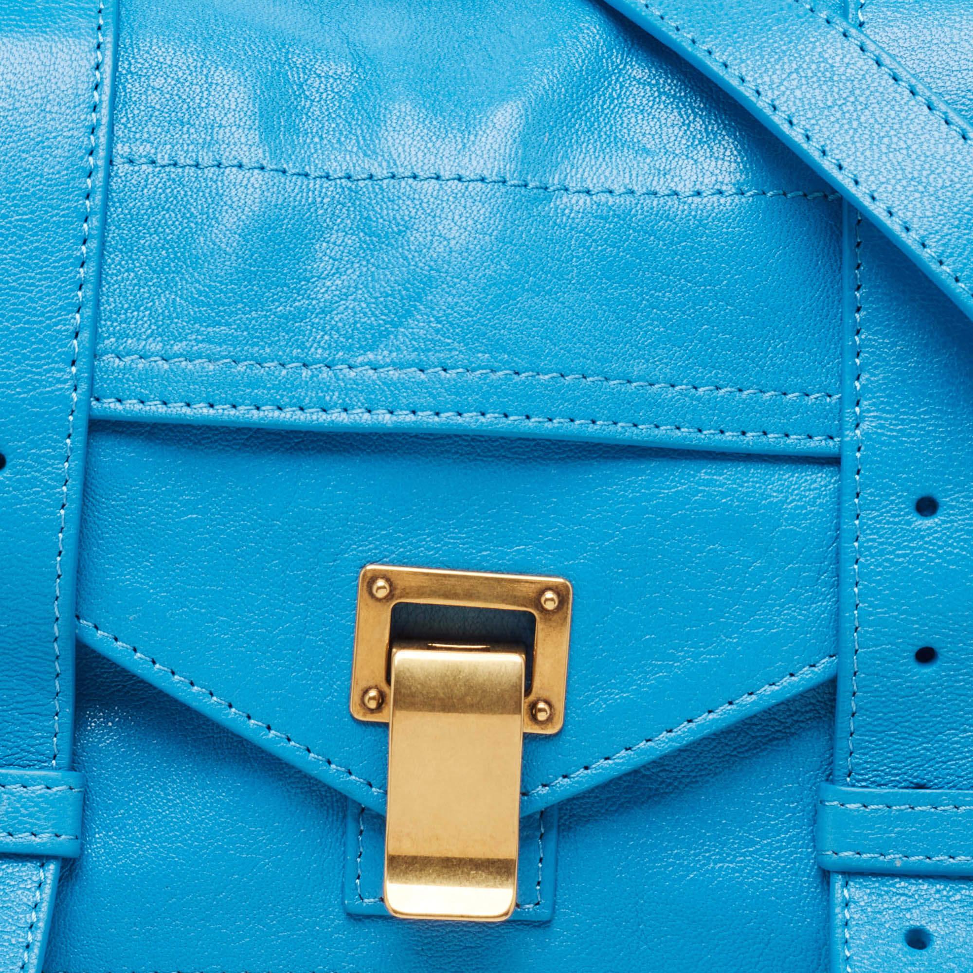 Proenza Schouler Blaue Ledertasche mit Griff oben aus Zinn PS1 im Angebot 2