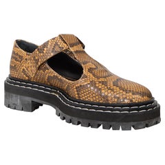 Proenza Schouler Brown Snake Embossed Mary Janes Size IT 38