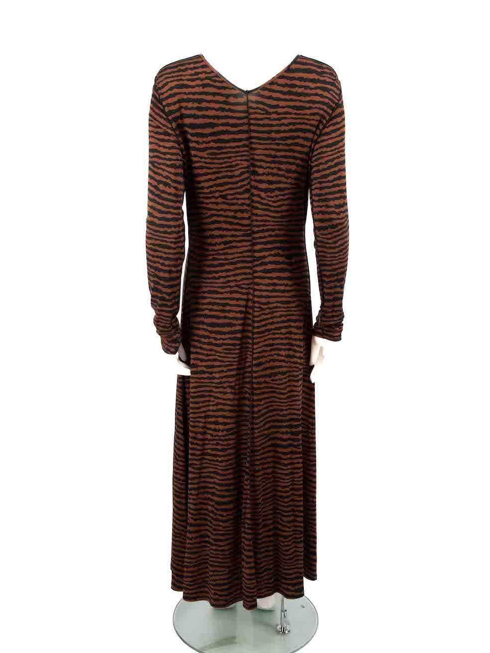 Proenza Schouler Brown Striped Long Sleeve Dress Size L In Excellent Condition For Sale In London, GB
