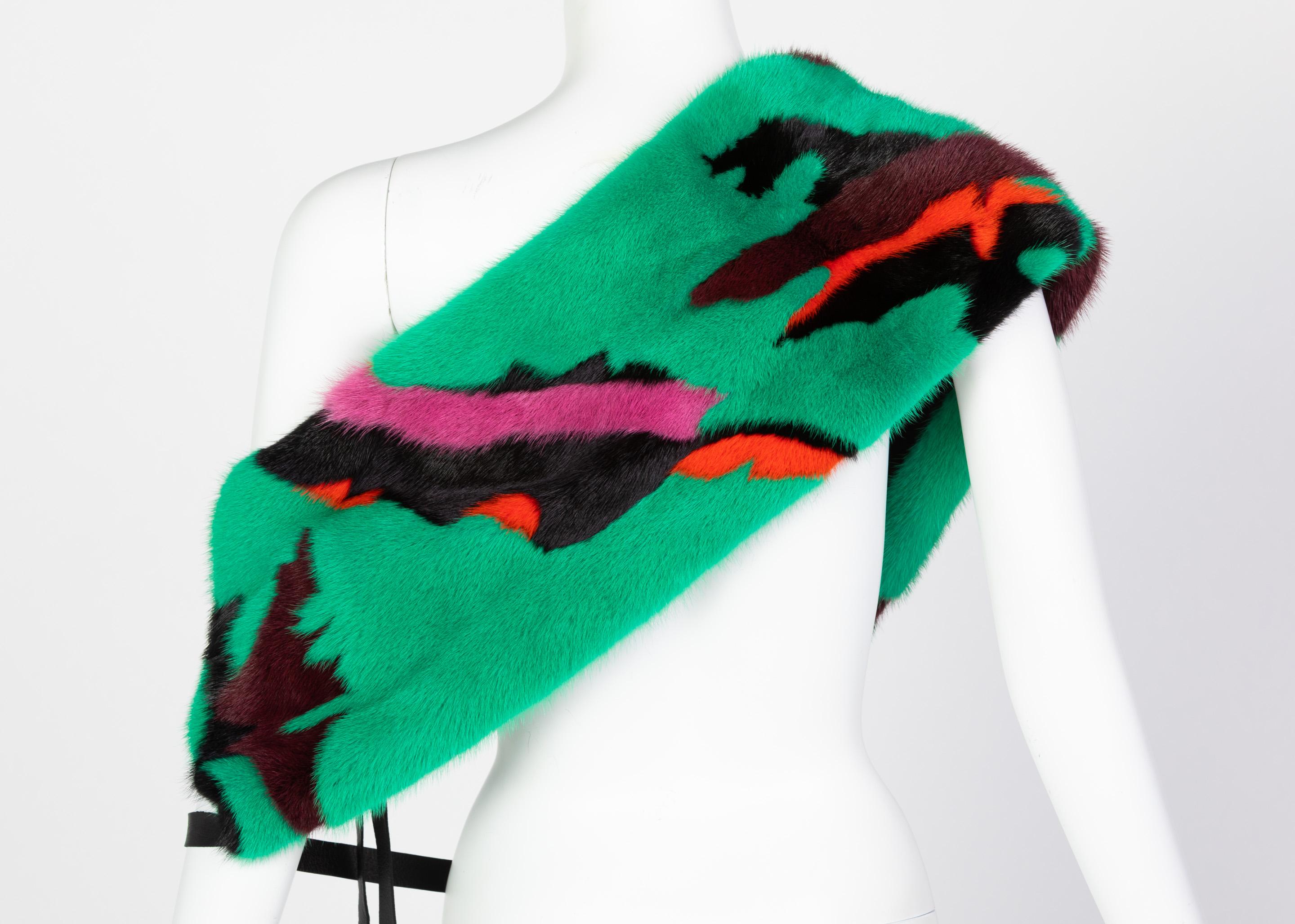 Proenza Schouler Colorful Mink Fur Leather Shrug, 2016 In New Condition For Sale In Boca Raton, FL