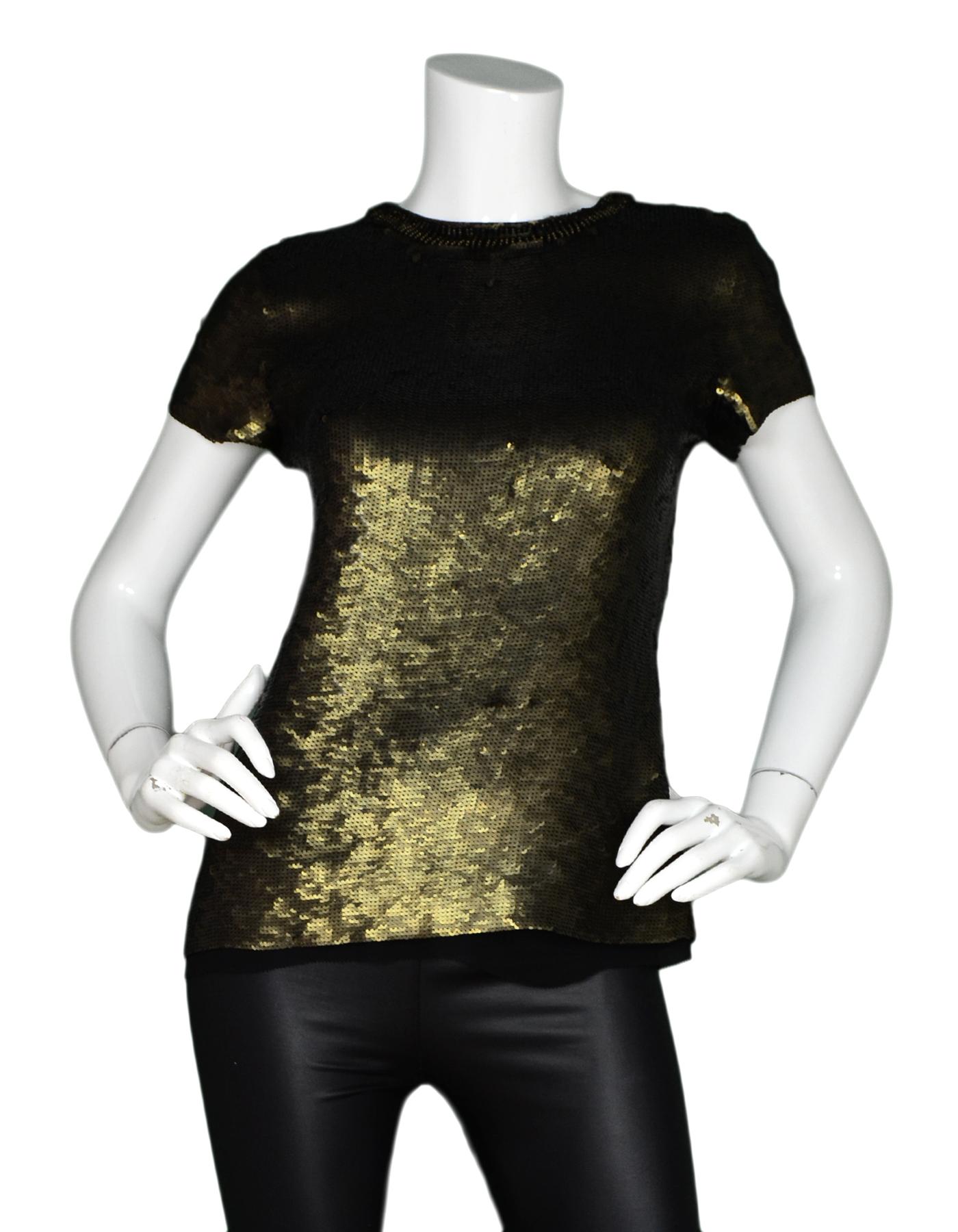 Proenza Schouler Copper Sequin Top Sz 2 NWT

Made In:  China
Color: Copper, black
Materials: Sequin 
Lining: 100% silk
Opening/Closure: Exposed full back zipper
Overall Condition: Excellent condition with original tags attached 
Estimated Retail: