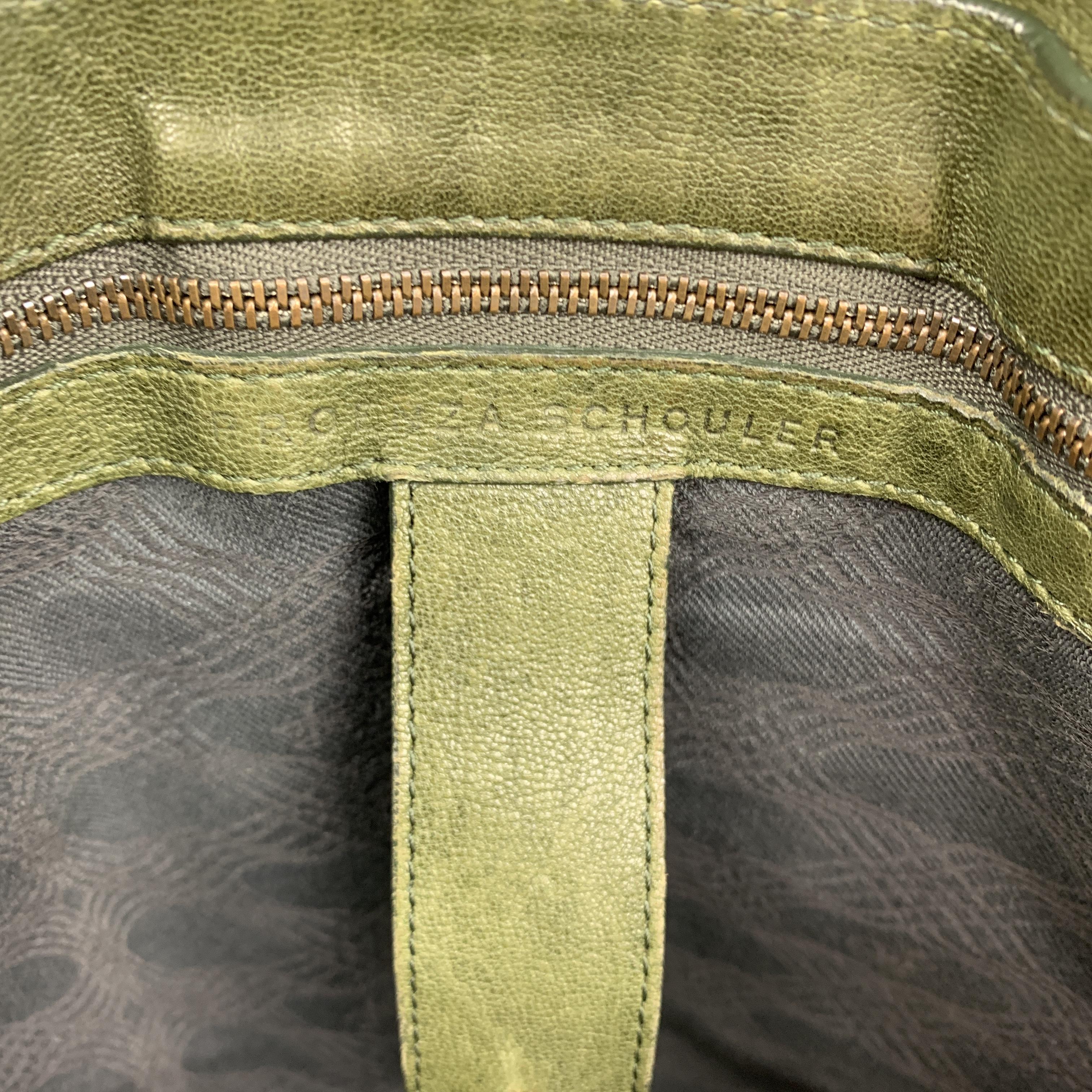 PROENZA SCHOULER Distressed Olive Green Leather Large PS1 Satchel Bag 2