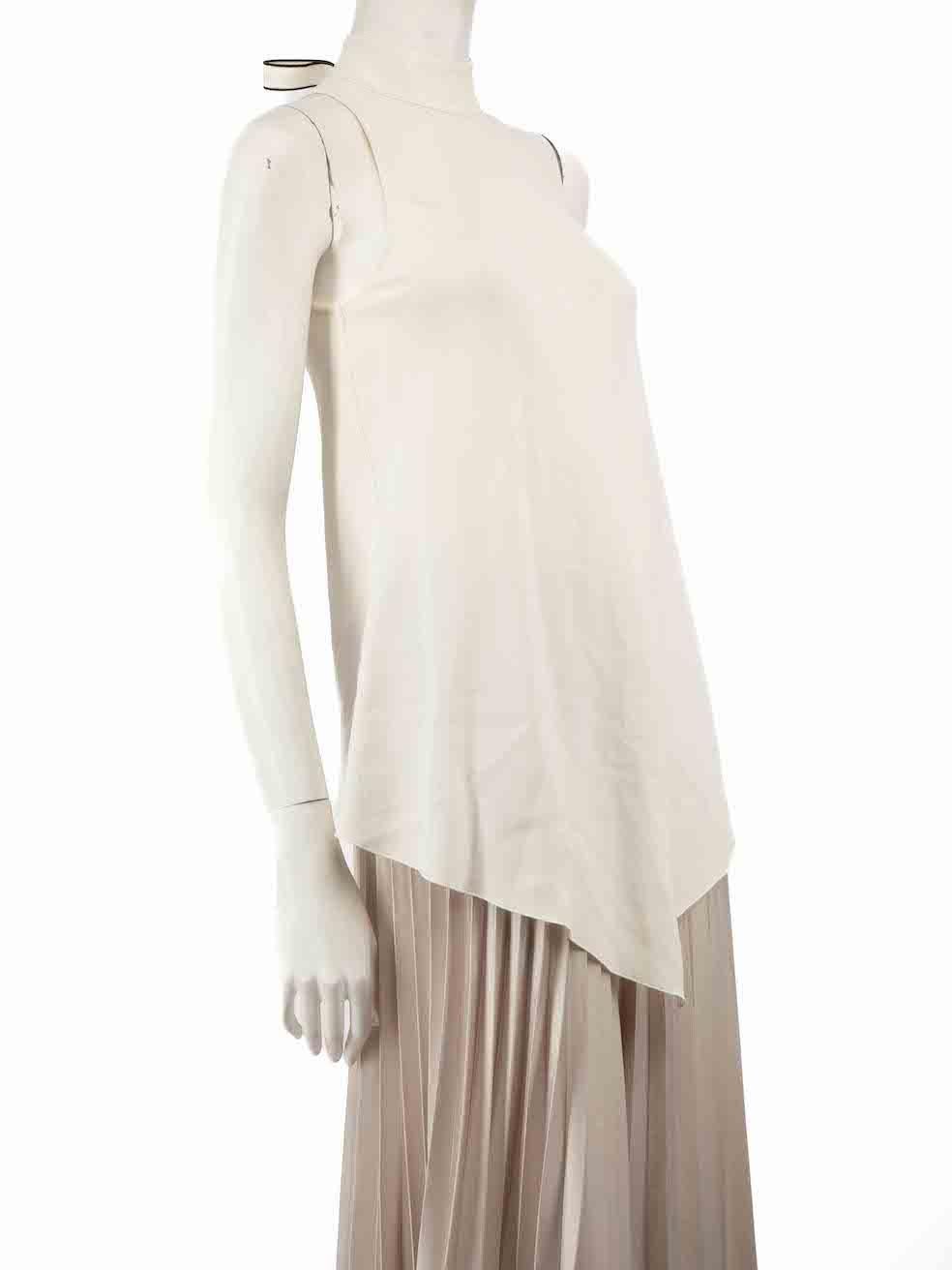 CONDITION is Very good. Minimal wear to top is evident. There are small marks to the front of the top on this used Proenza Schouler designer resale item.
 
 
 
 Details
 
 
 Ecru
 
 Synthetic
 
 Sleeveless top
 
 Mock neckline
 
 Bow detail on rear
