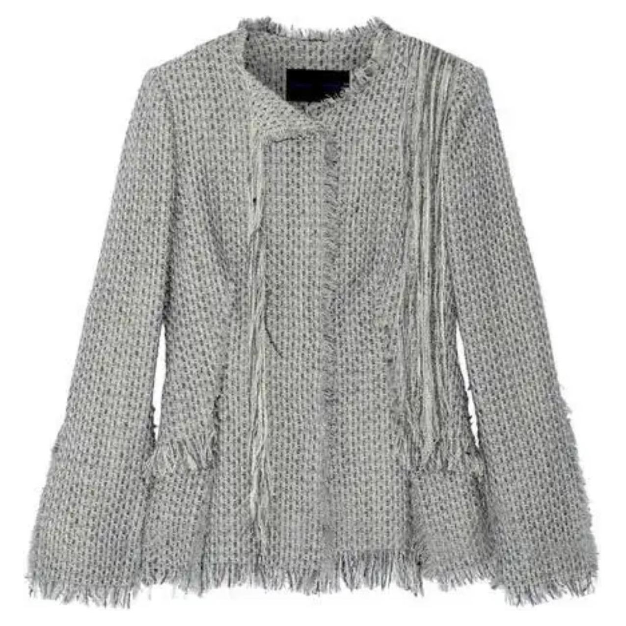 Proenza Schouler FW '15 Silver Tweed Jacket size US 0 Blazer Frayed Cotton Wool