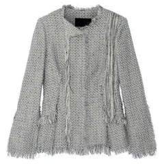 Proenza Schouler FW '15 Silver Tweed Jacket size US 0 Blazer Frayed Cotton Wool