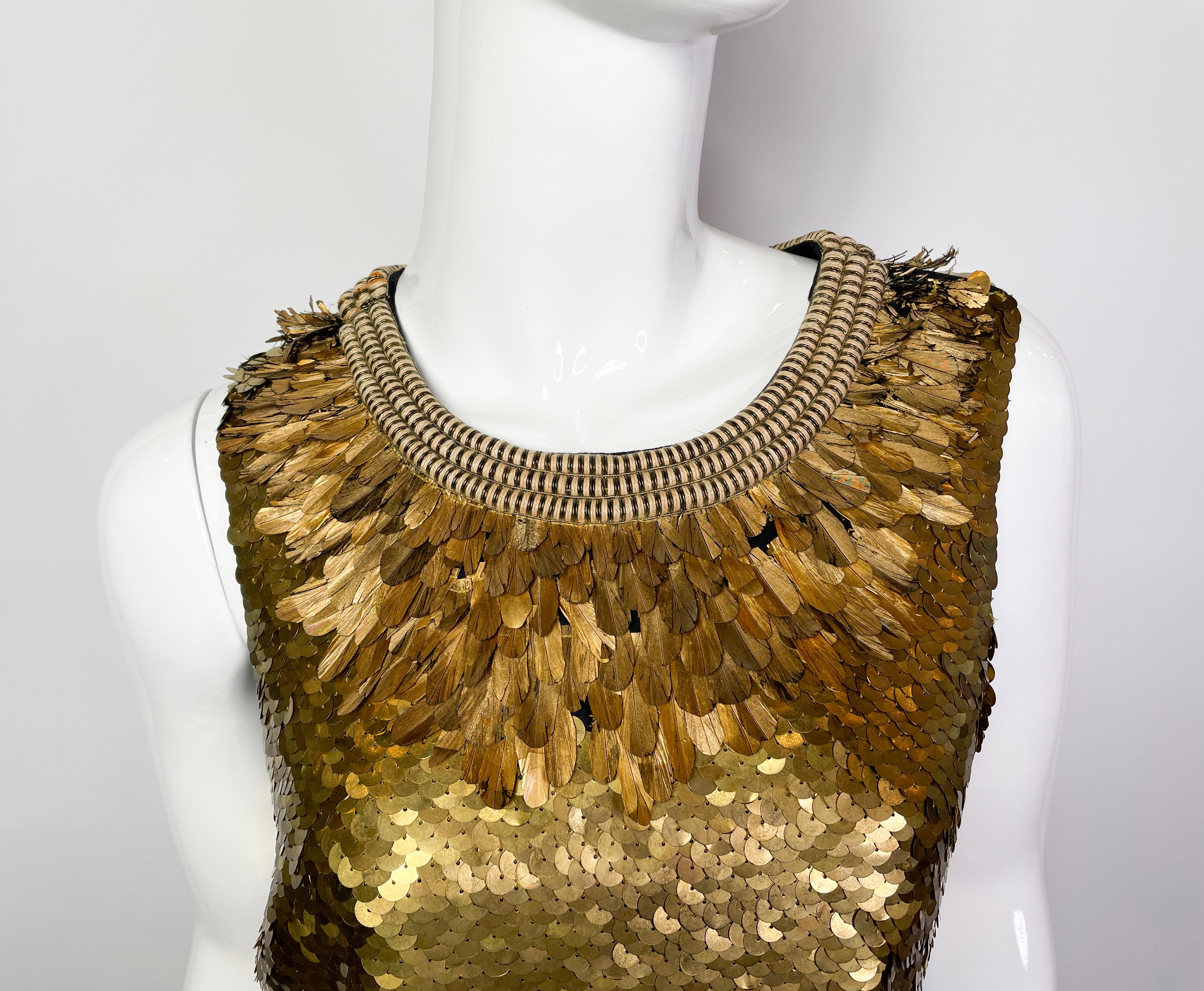 Women's Proenza Schouler Gold Metal Sequins Silk Top, 2014 For Sale
